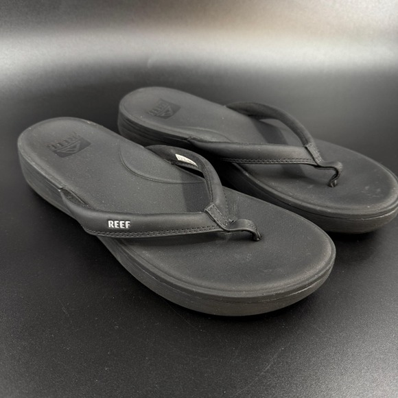 Reef Shoes - Reef Womens Cushion Cloud Flip Flops Sandals Size 10 Black Thong Platform